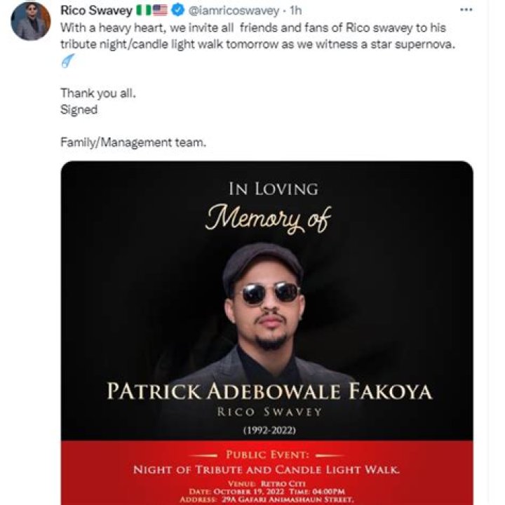 
Rico Swavey’s Family Has Released His Funeral Arrangements. 