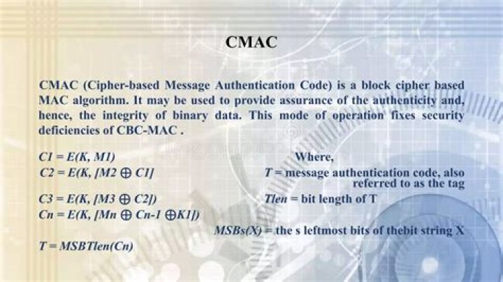 Which cryptographic algorithm is used in cmac?